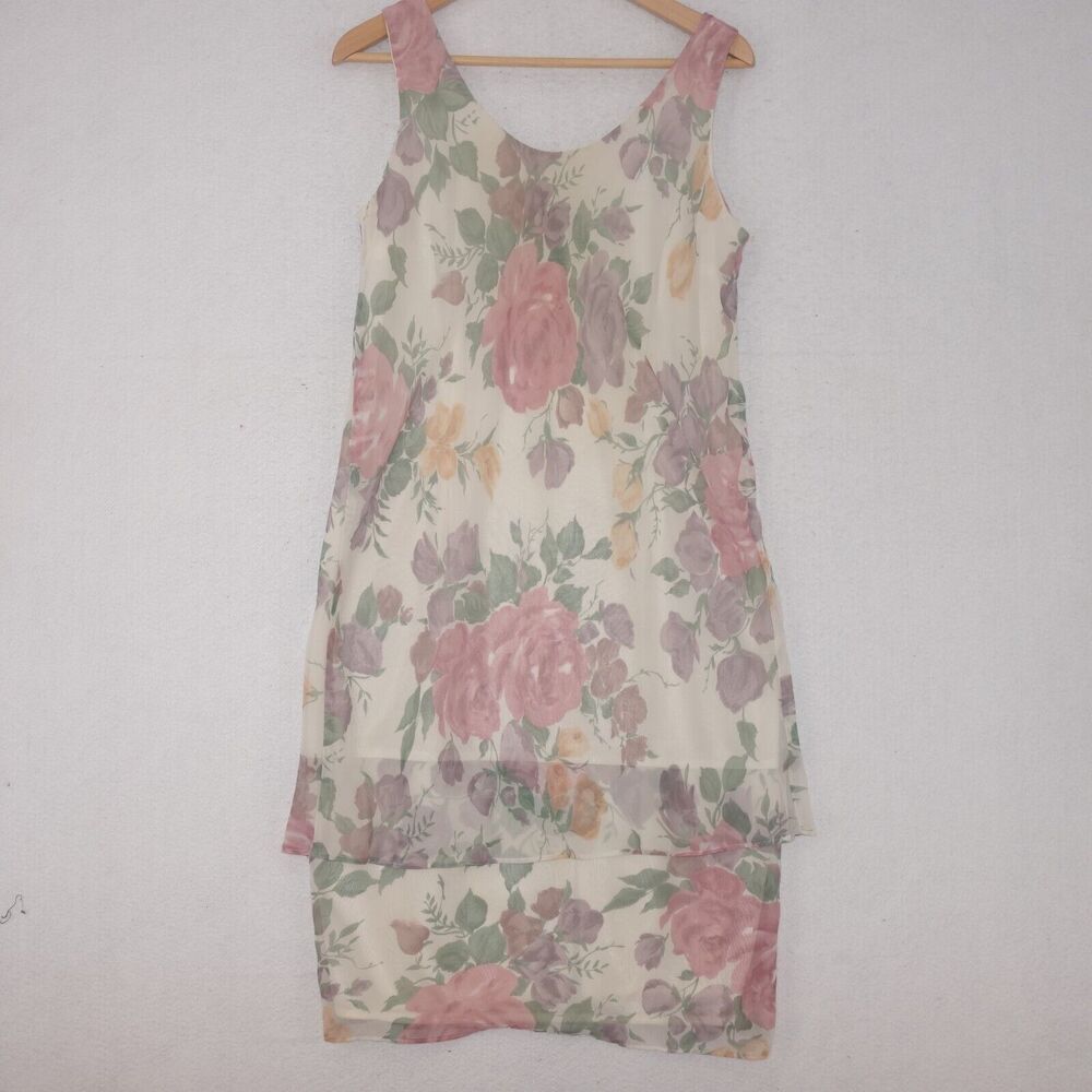 Jeffrey & Dara Evenings by Tom Barra Floral Dress + Jacket Women's 10 Vintage - Picture 3 of 8
